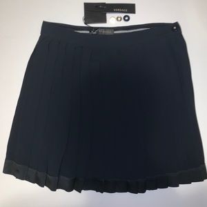 Versace Navy Pleated Skirt